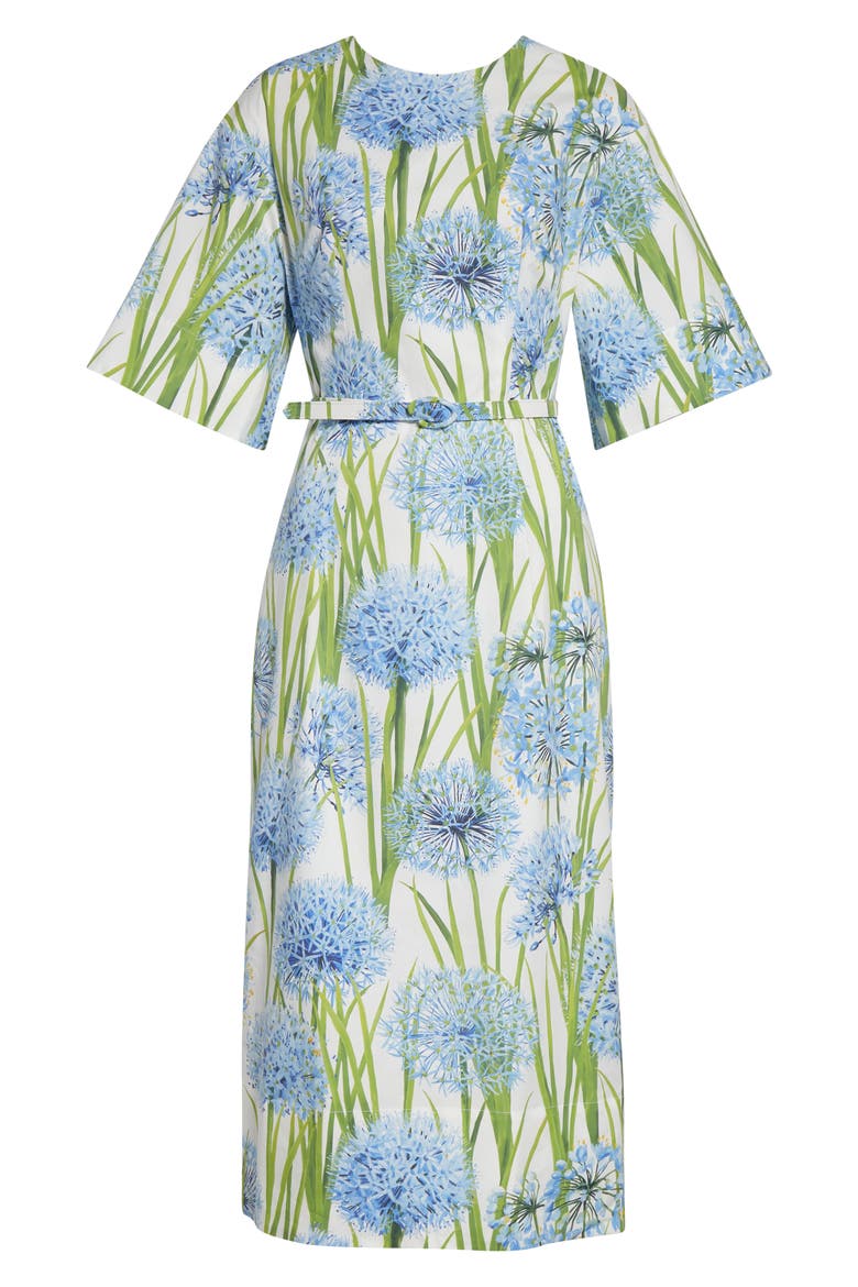 Allium Cotton Stretch Poplin Belted Midi Dress, Alternate, color, BLUE/ WHITE