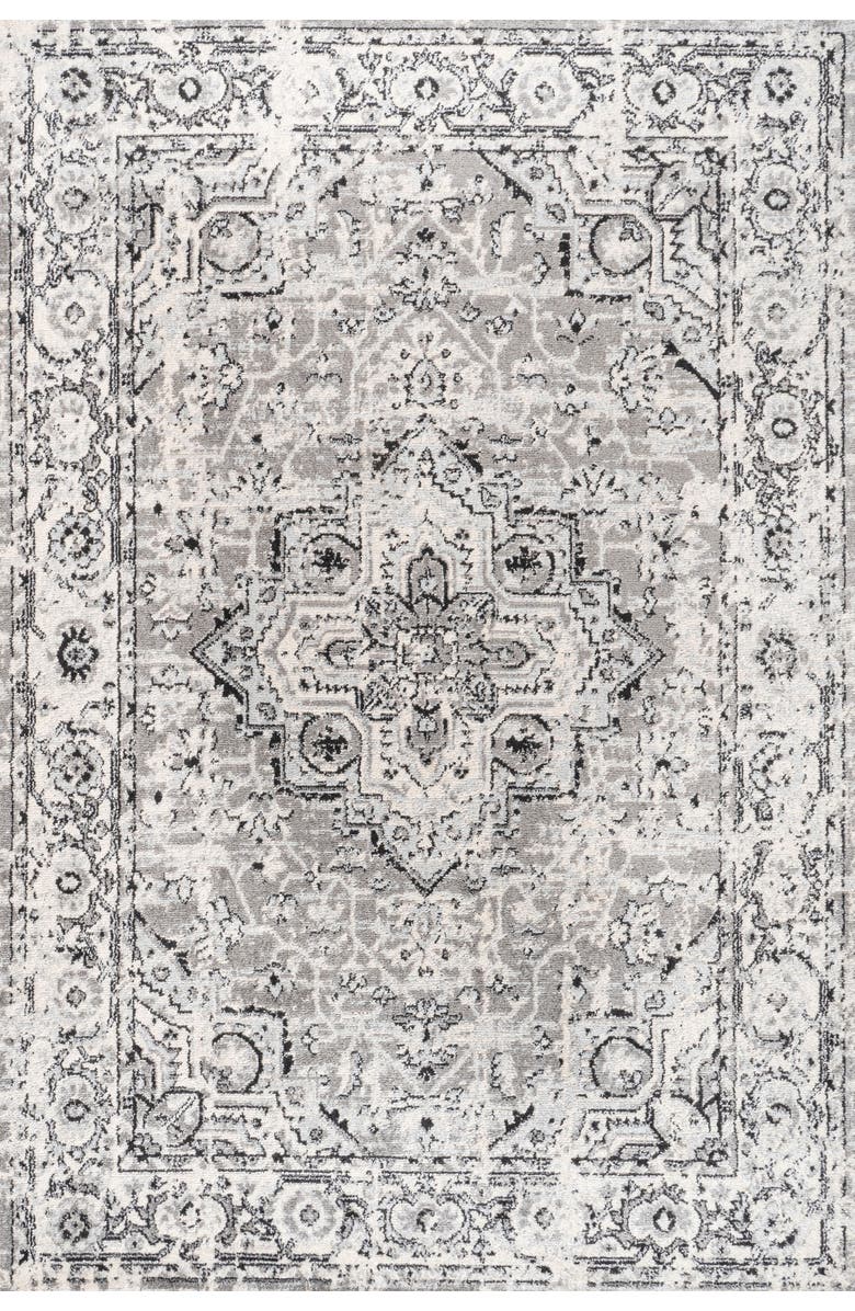JONATHAN Y Denia Ornate Geometric Medallion Area Rug, Main, color, Dark Gray