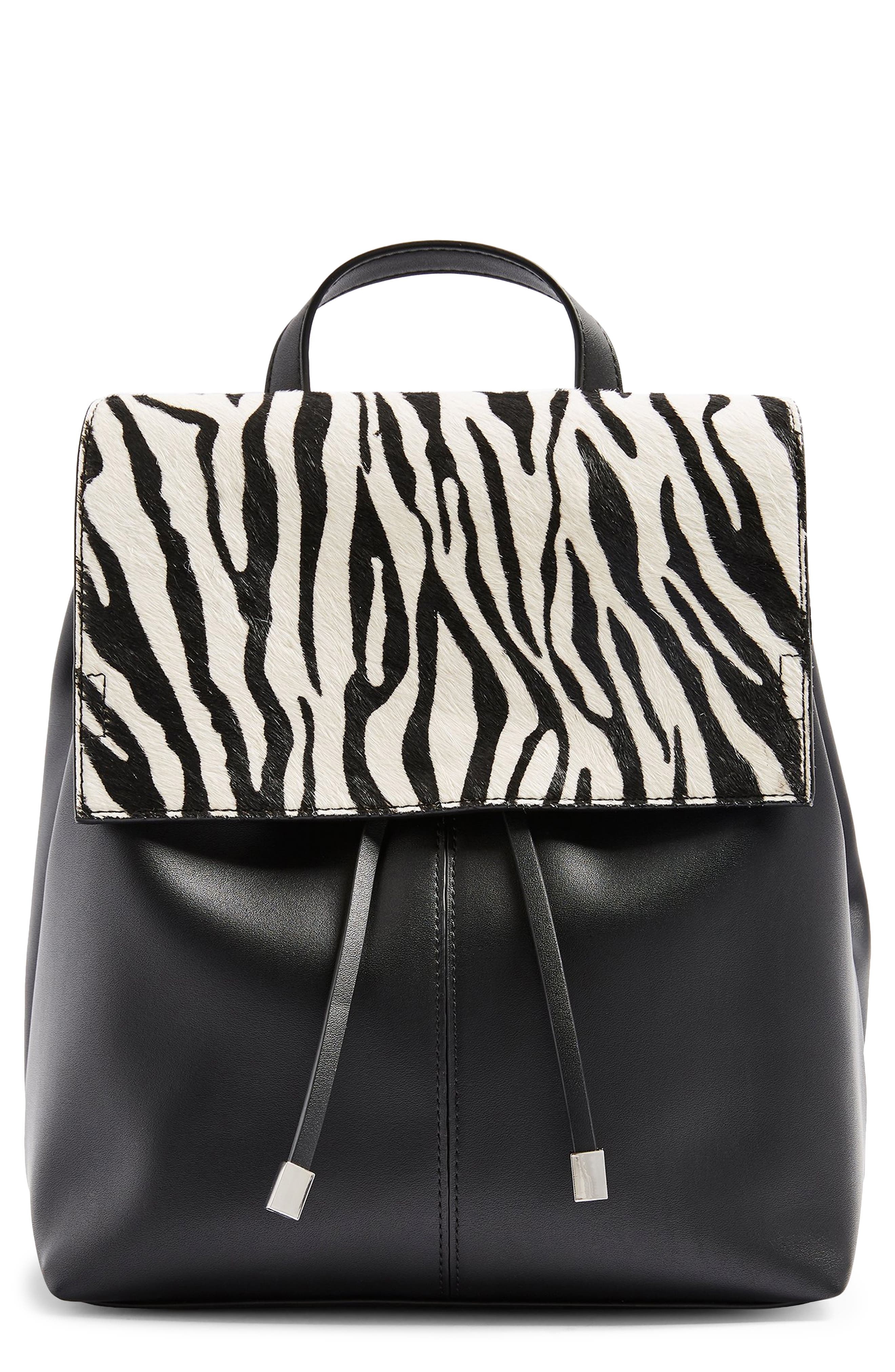 Ellis Flap Backpack, Main, color, BLACK MULTI PRINT CALF HAIR