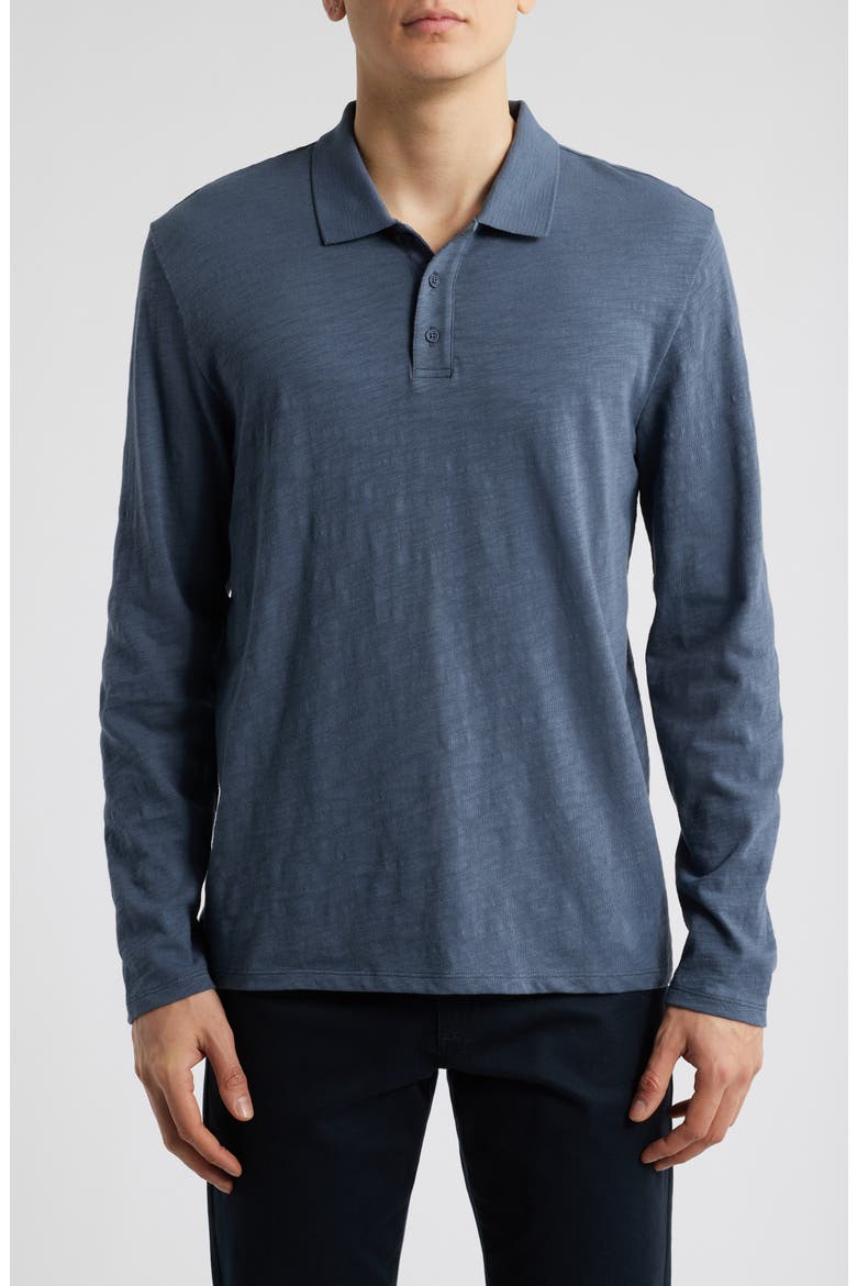 Slub Cotton Long Sleeve Polo, Main, color, VENICE BLUE