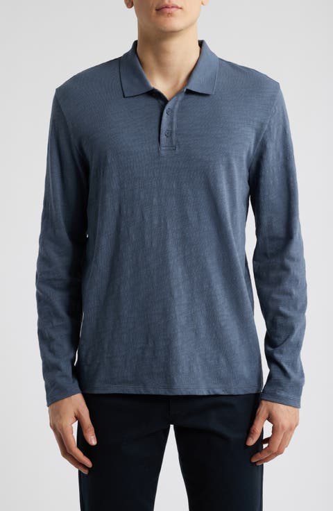 Slub Cotton Long Sleeve Polo
