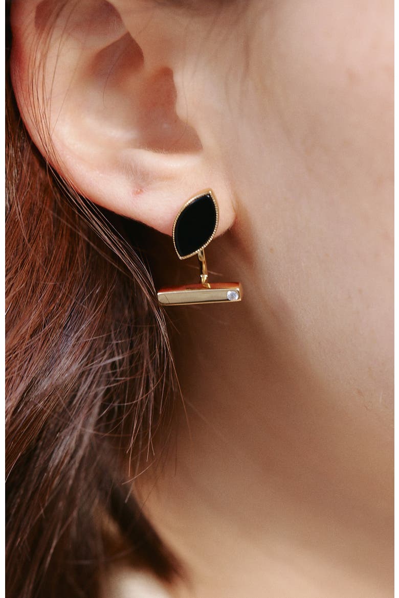Eyes Earrings, Alternate, color, Black & Gold