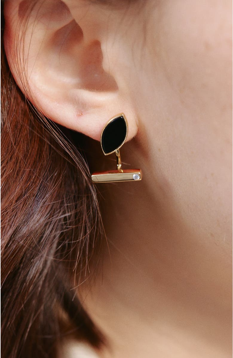 RC RETRO CHIC Eyes Earrings, Alternate, color, Black & Gold