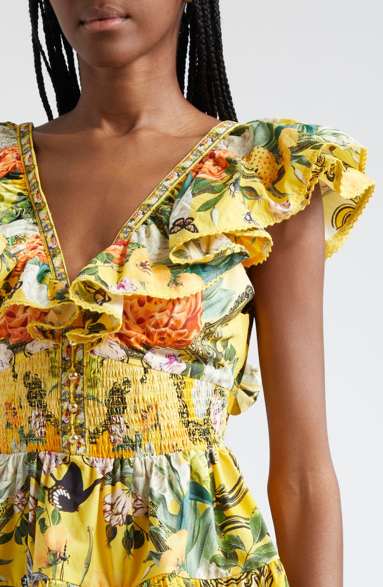 Camilla Paths of Gold Cotton Tiered Minidress, Alternate, color,