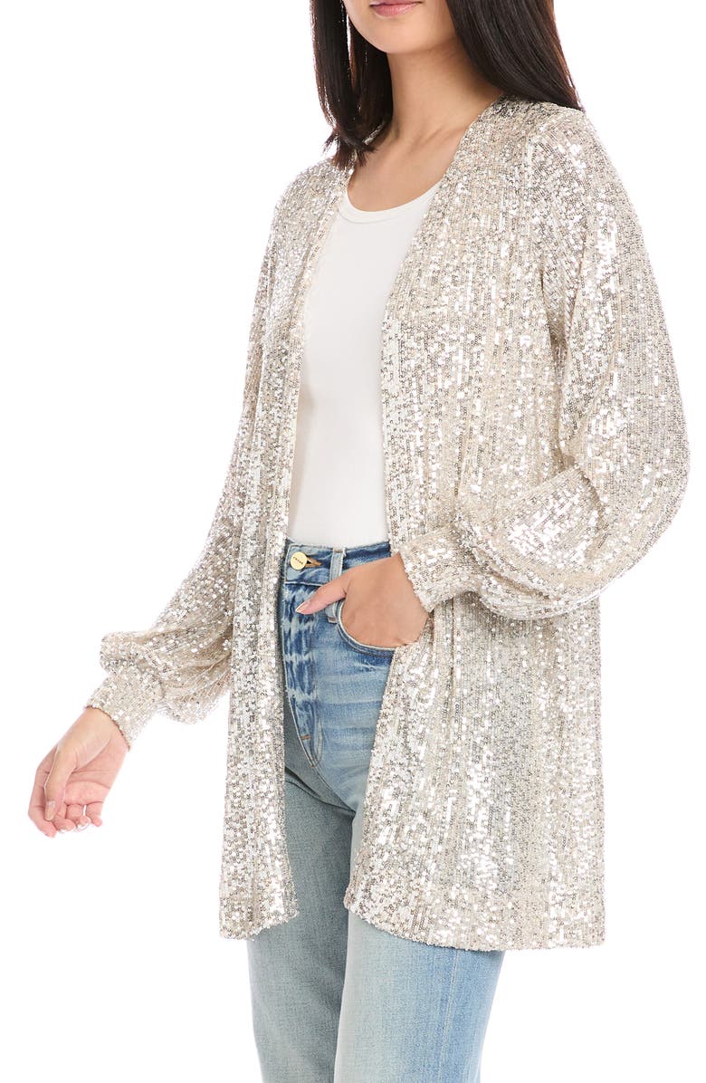 FIFTEEN TWENTY Open Front Sequin Jacket, Alternate, color, Champagne