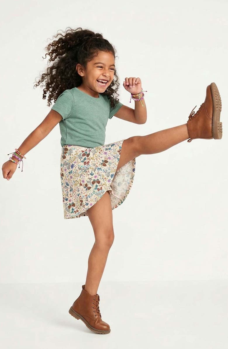 Mightly Organic Cotton Girls Pocket Skorts, Alternate, color, Botanical Floral