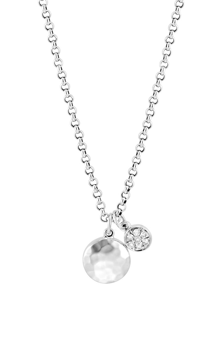 John Hardy Dot Hammered Double Pendant Rolo Chain Necklace, Main, color, 