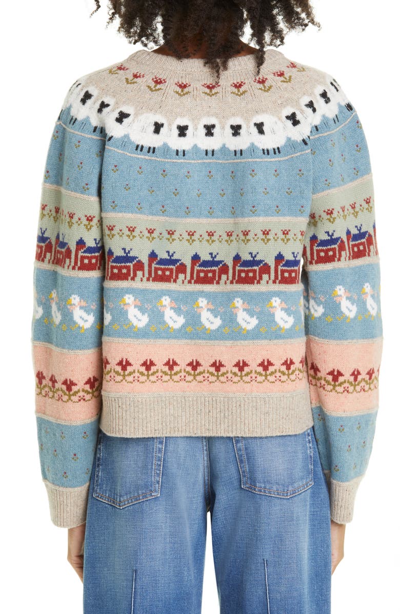 Sea Samira Sheep Pattern Merino Wool Sweater, Alternate, color,