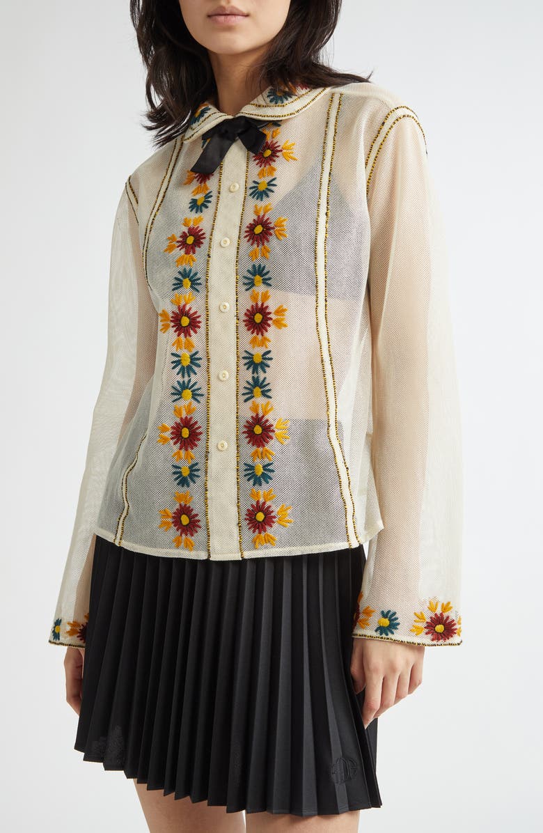 Bode Candyfloss Cotton Blouse, Alternate, color, White Multi