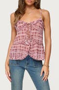 EDIKTED Ruffle Tie Front Chiffon Camisole