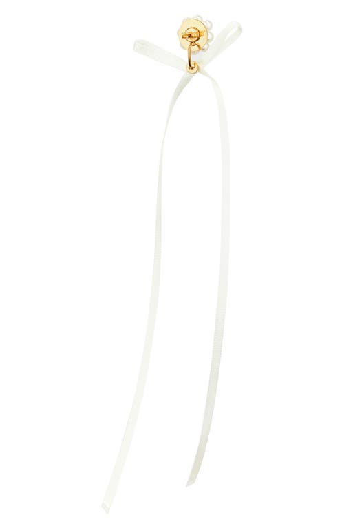 Simone Rocha Ribbon Bow Drop Earrings In Pearl