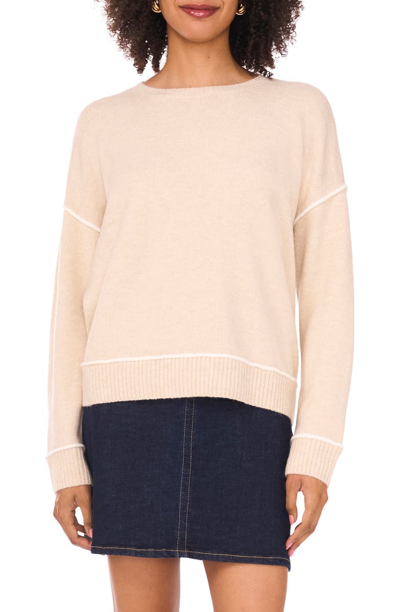 Vince Camuto Contrast Sweater, Main, color, New Biscotti