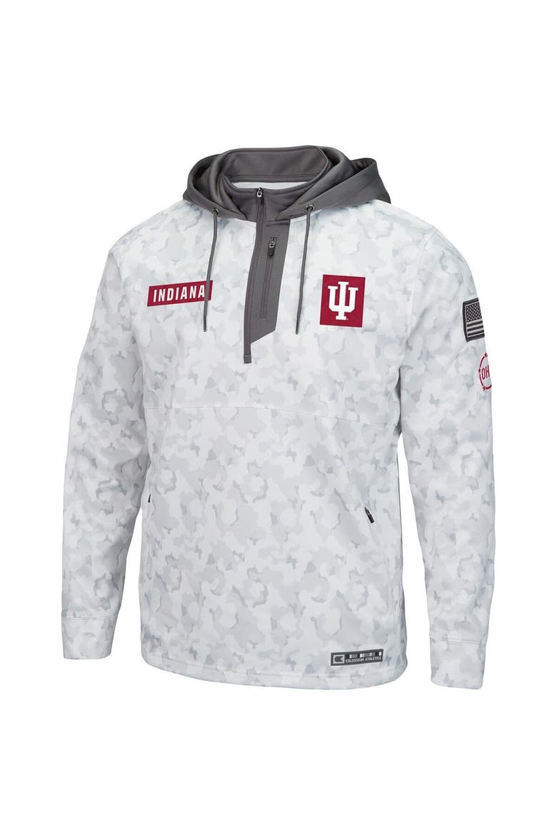 Men's Colosseum Arctic Camo Indiana Hoosiers OHT Military Appreciation Quarter-Zip Hoodie, Alternate, color, Arctic Camo