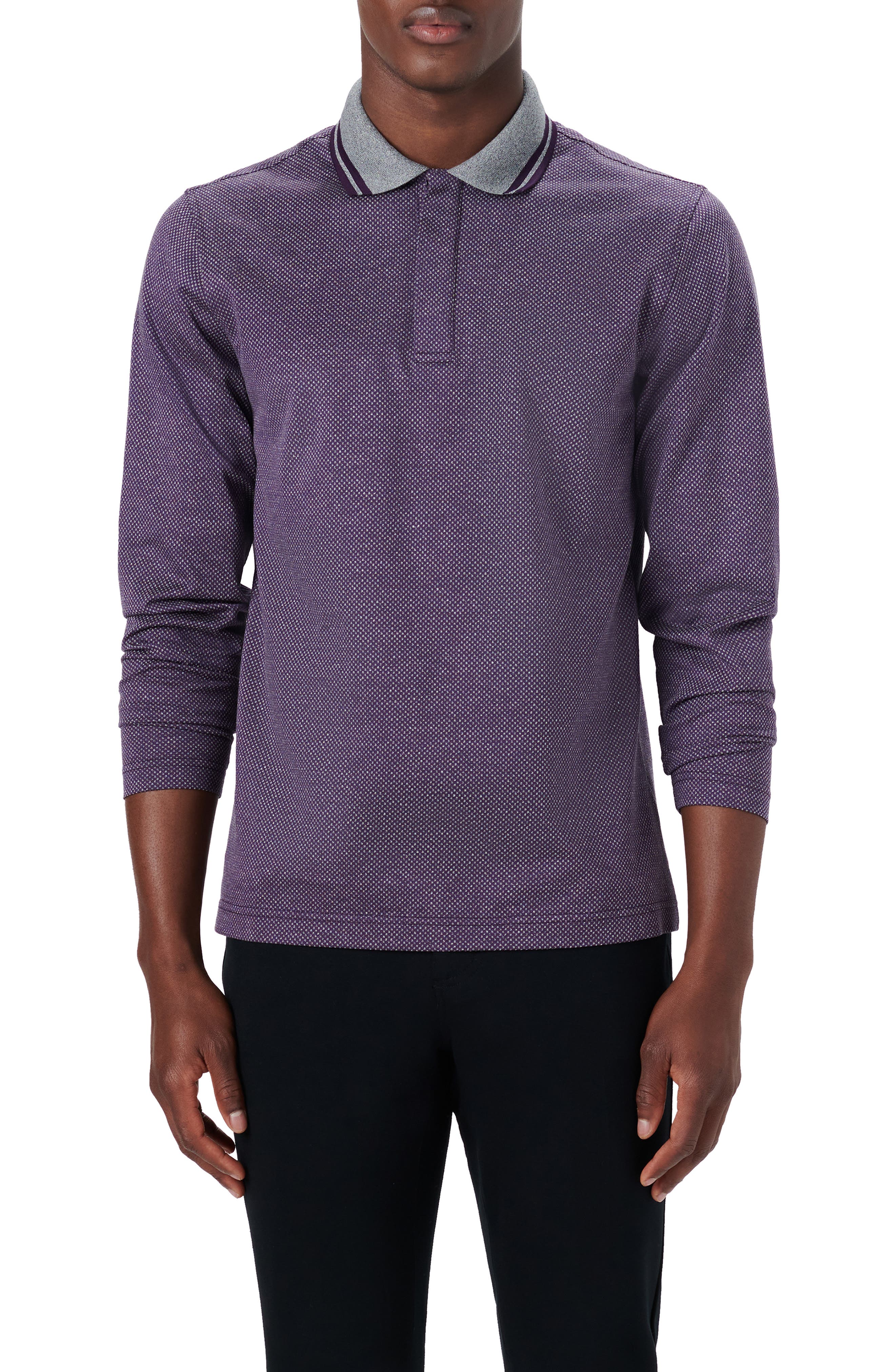 Bugatchi OoohCotton® Bird's Eye Long Sleeve Shirt