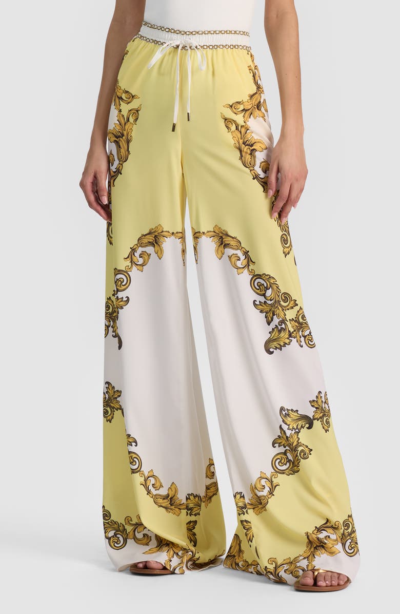 Alice + Olivia Ojai Print Palazzo Pants, Main, color, Golden Coast