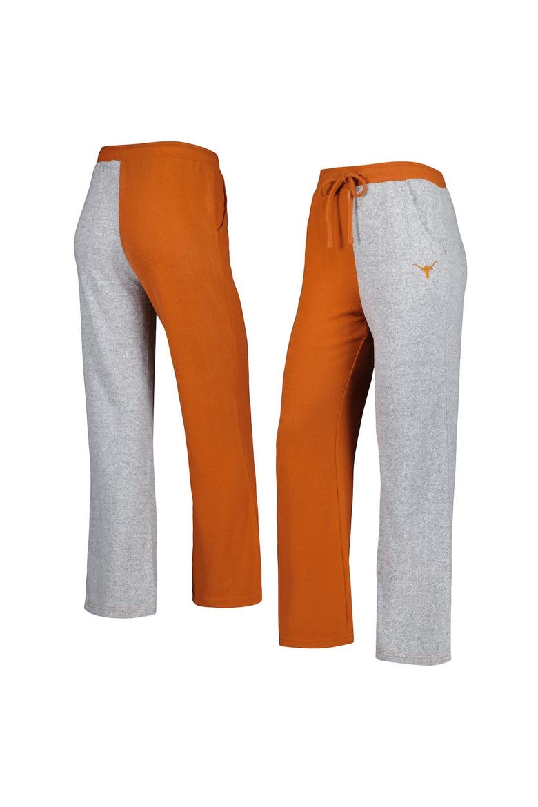 Women's ZooZatz Texas Orange/Gray Texas Longhorns Colorblock Cozy Tri-Blend Lounge Pants, Main, color, Burnt Orange