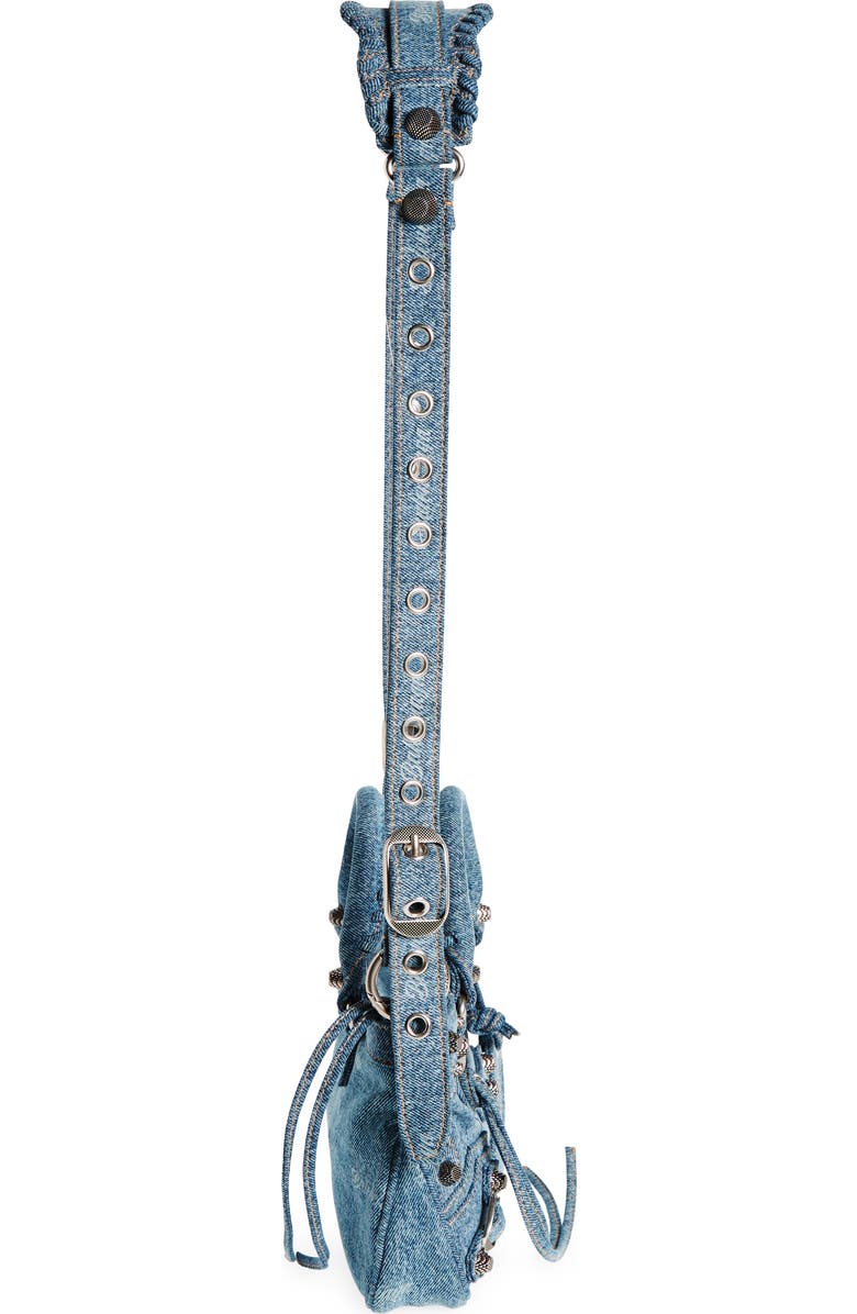 Balenciaga Small Neo Cagole Logo Denim Tote, Alternate, color, 4317 Pale Blue