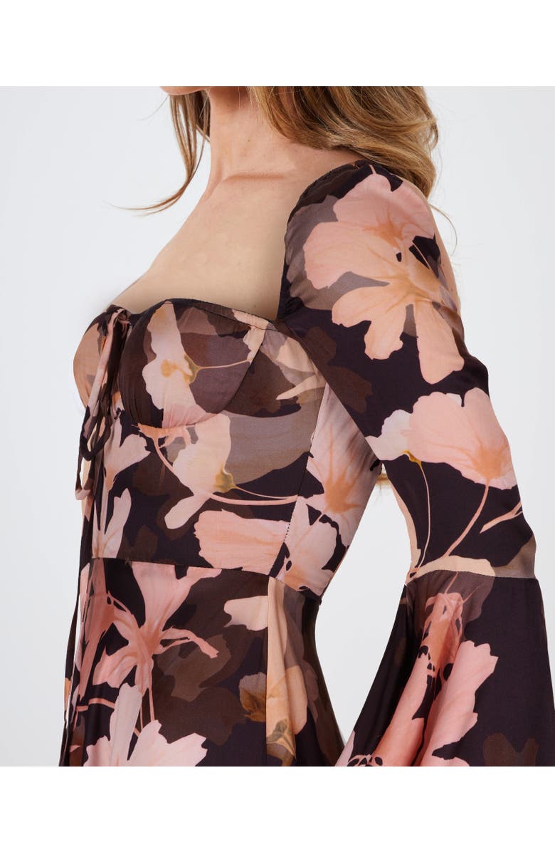 CREEA the Label Floral Square Neck Bell Sleeve Mini Dress, Alternate, color, 