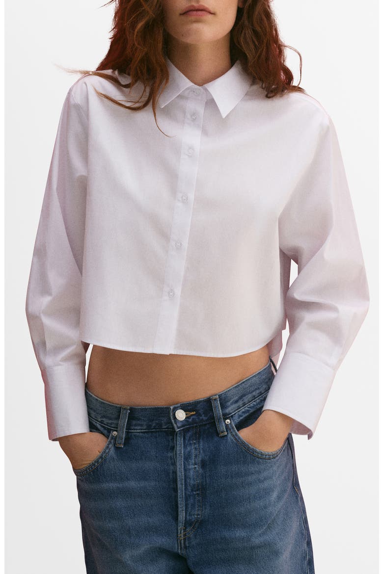 Caro Crop Button-Up Shirt, Main, color, OFF WHITE