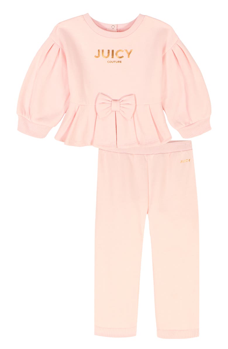 Juicy Couture Kids' Velour Ruffle Hem Top & Pants Set, Main, color, Pink