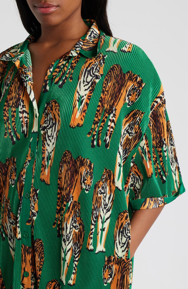 Dressed in Lala So Far So Good Oversize Plissé Shirt Dress, Alternate, color,