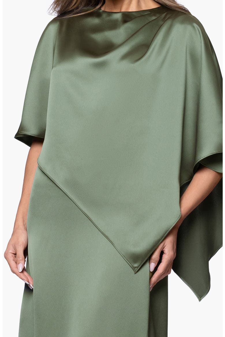 Overlay Detail Satin Gown, Alternate, color, OLIVE