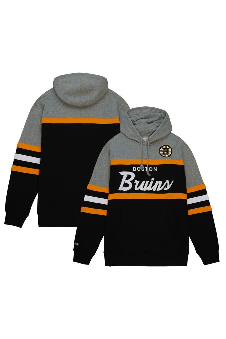 Men's Mitchell & Ness Black/Gray Boston Bruins Head Coach Pullover Hoodie, Alternate, color, Black