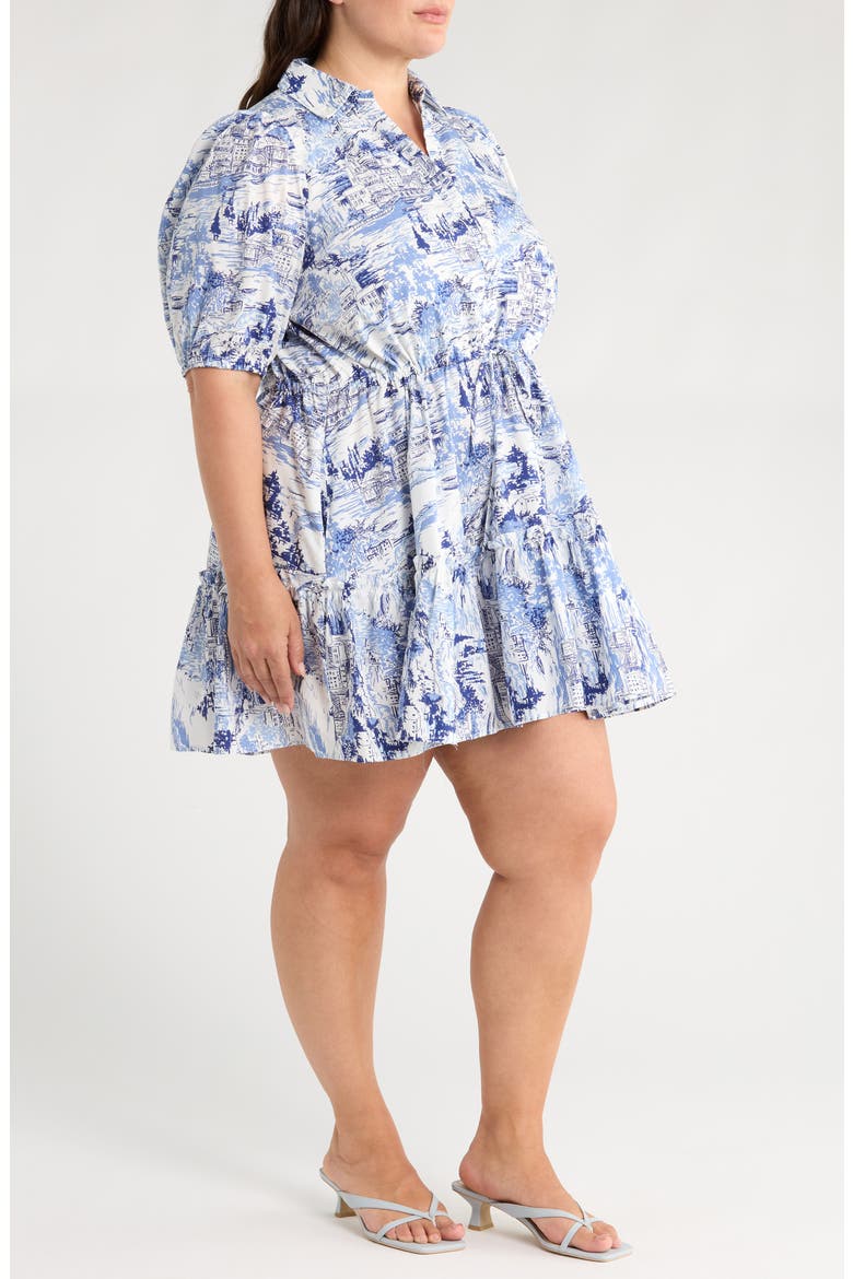 Francine Cotton Toile Minidress, Alternate, color, WHITE/ BLUE