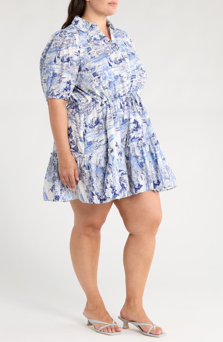 SUGARLIPS Francine Cotton Toile Minidress, Alternate, color, White/ Blue