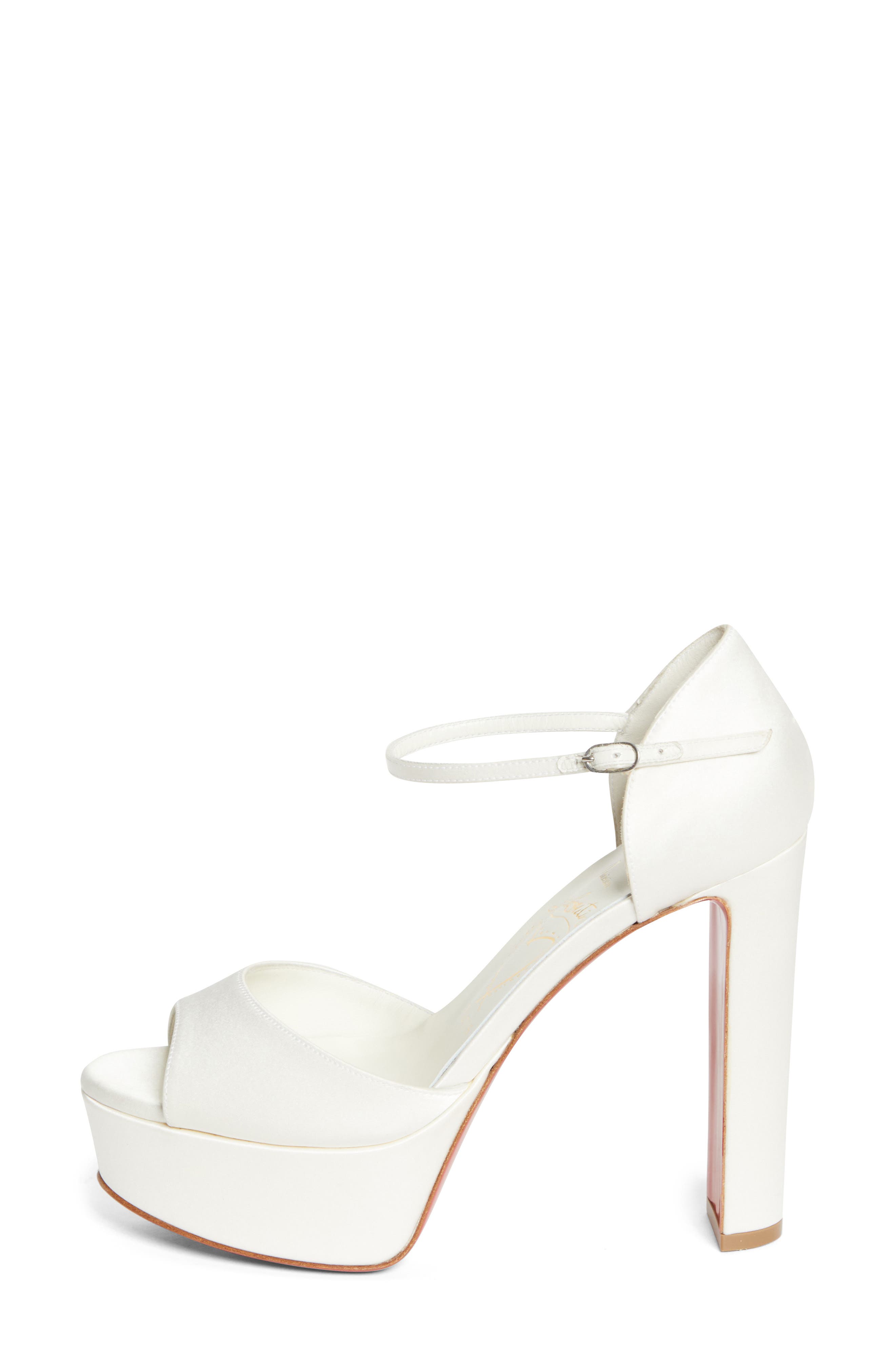 Christian Louboutin Sandaloo Silk Satin Platform Sandal, Alternate, color, W446 Ivory/Lin Snow