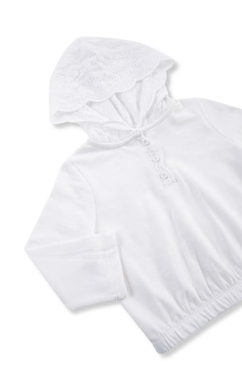 Habitual Kids Eyelet Embroidered Hoodie & Pull-on Jeans Set In White