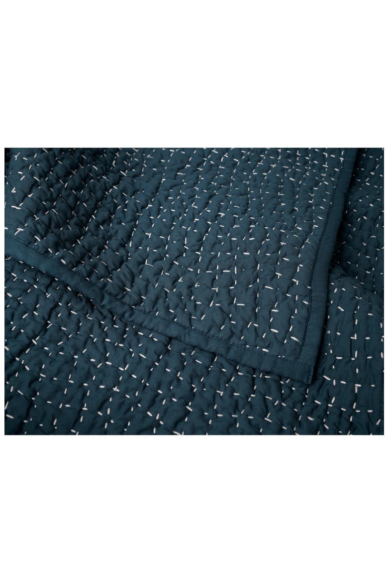 Pebbled Handstitched Organic Cotton Quilt, Alternate, color, MIDNIGHT INDIGO