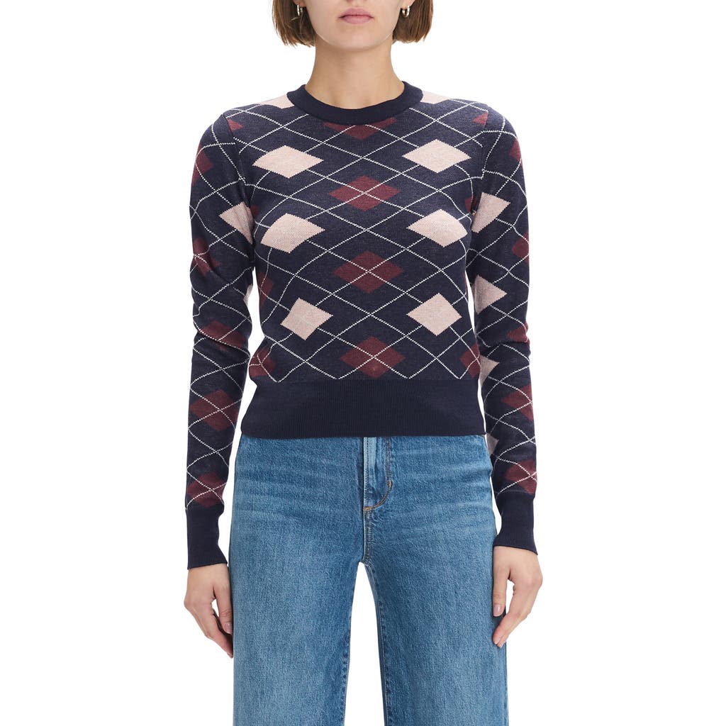 Favorite Daughter The Henry Argyle Crewneck Sweater In Blue