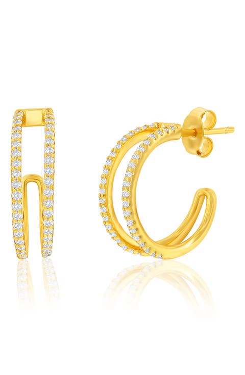 Cubic Zirconia Double Hoop Earrings