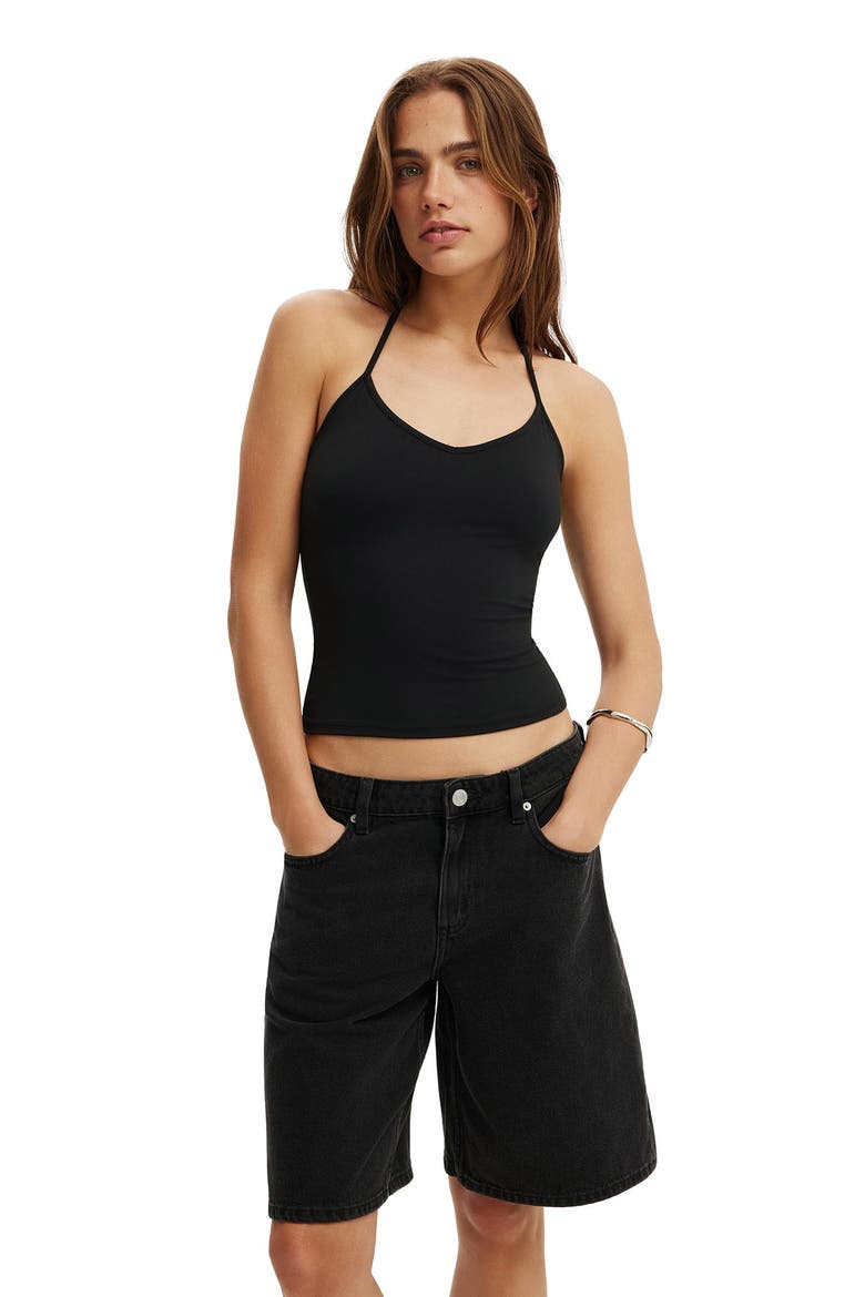Women's Baggy Denim Short, Alternate, color, Leo Black