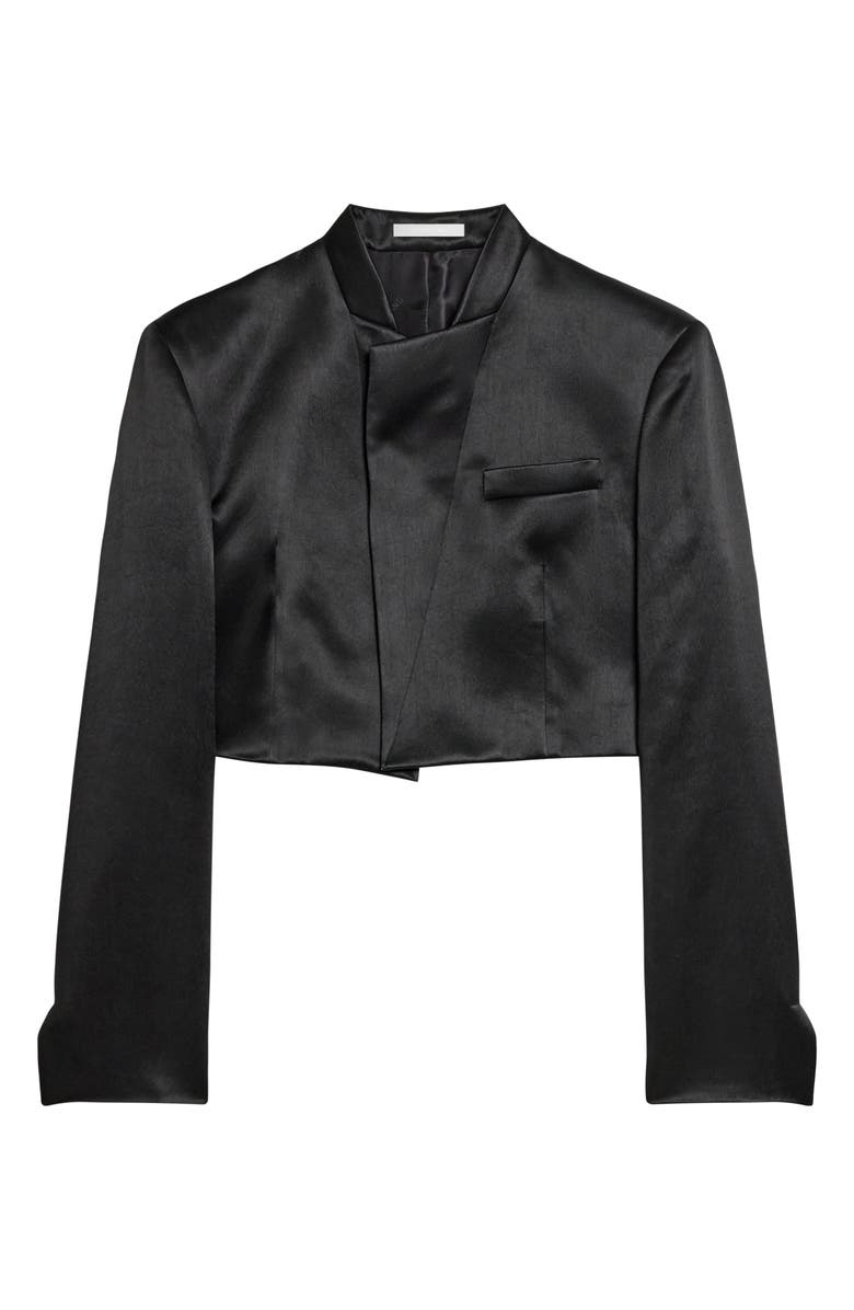 Helmut Lang Crop Satin Blazer, Alternate, color, Black