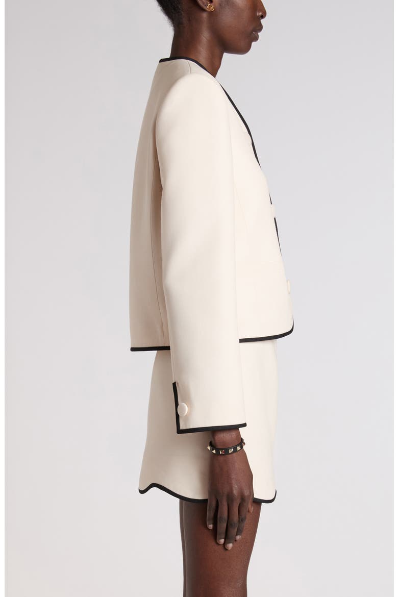 Crepe Couture Wool & Silk Jacket, Alternate, color, VANILLA