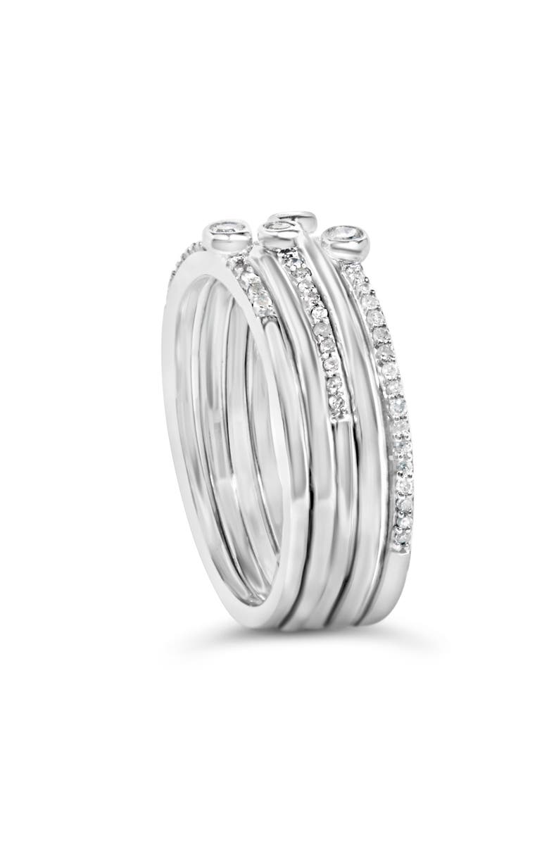 Haus of Brilliance Sterling Silver 3/8 Cttw Diamond Bezel and Pave Set Stackable Ring Set, Alternate, color, Silver