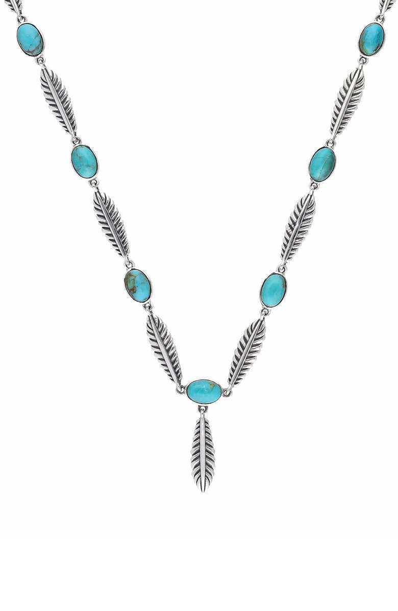 YS GEMS Turquoise Feather Link Pendant Necklace, Main, color,