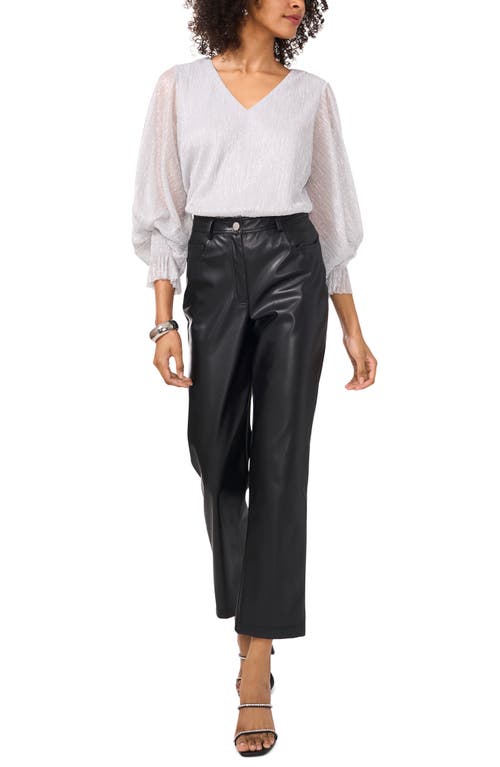 Vince Camuto Metallic Blouson V-neck Top In Metallic