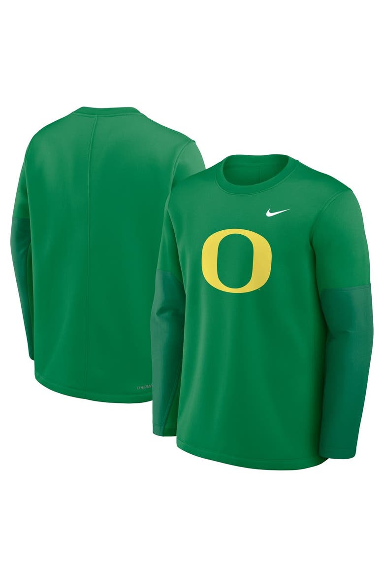 Men's Nike Green Oregon Ducks 2025 Sideline Coach Performance Long Sleeve T-Shirt, Alternate, color, Green