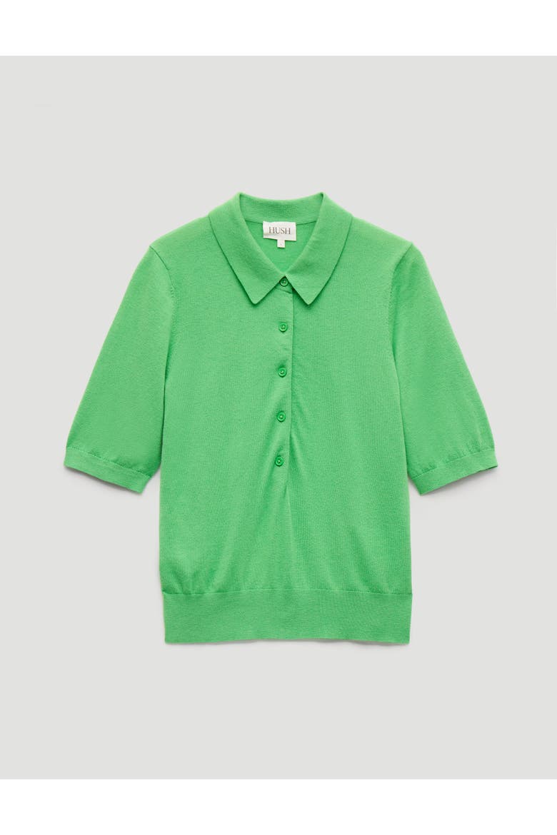 Fine Knit Short Sleeve Polo Top, Alternate, color, Vibrant Green