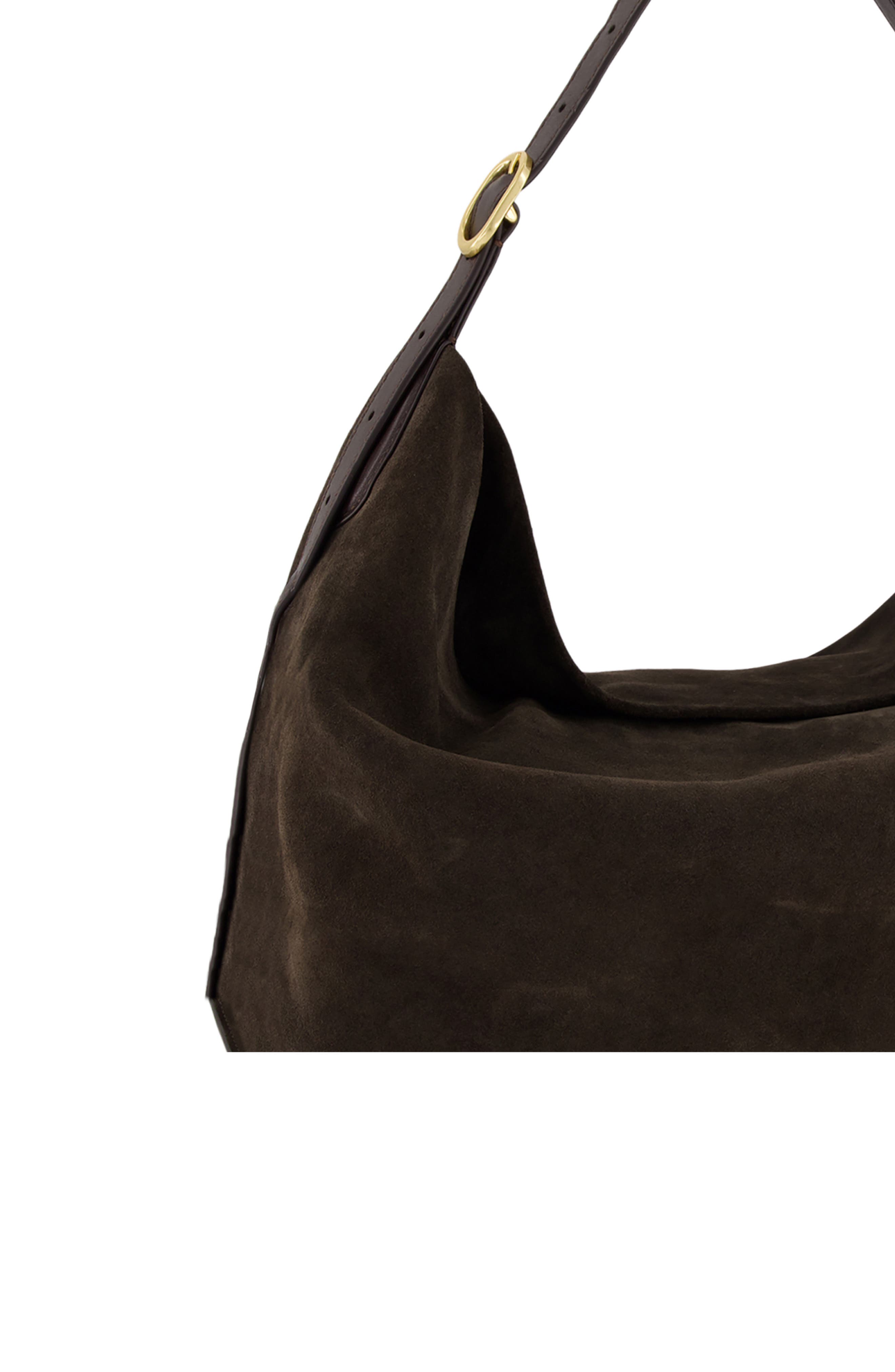 Vince Medium Vivian Suede Hobo Bag, Alternate, color, Cacao