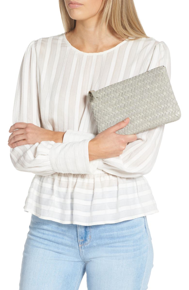 Madewell The Woven Leather Pouch Clutch, Alternate, color,