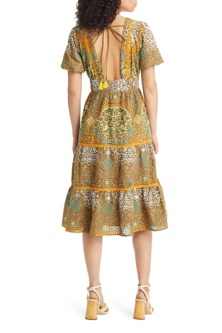 Kena Broderie Anglaise Tiered Cotton Dress, Alternate, color, OLIVE