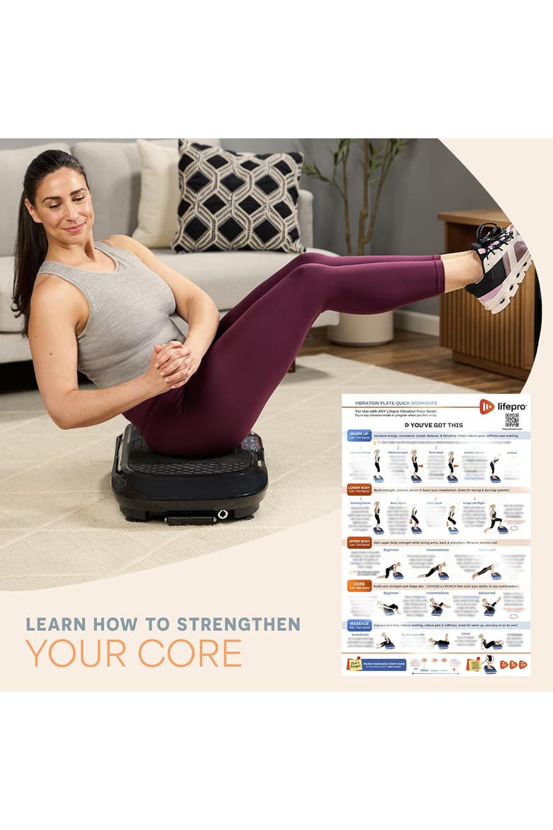 Vibration Plate Exercise Poster Laminated Whole Body Workout Chart, Alternate, color, Laminated