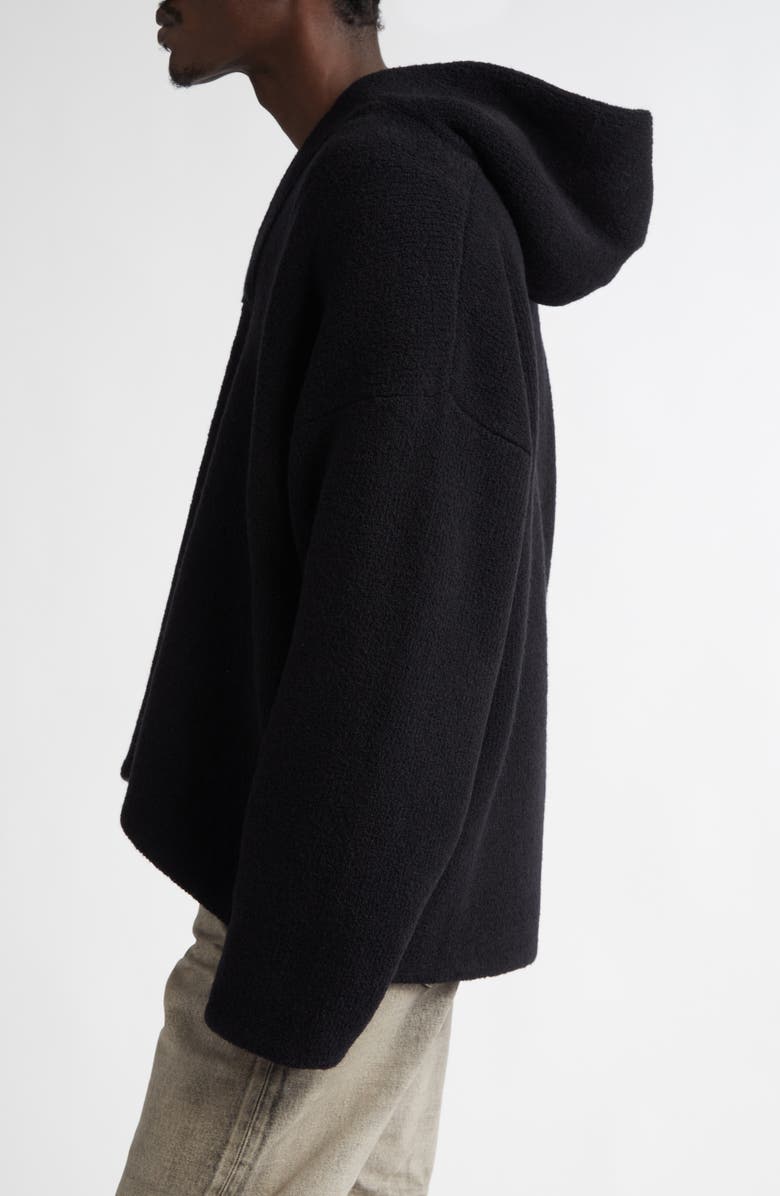 Fear of God Oversize Virgin Wool Blend Bouclé Hoodie, Alternate, color, Black