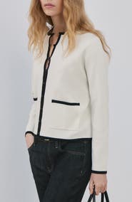 MANGO Contrast Rib Cardigan