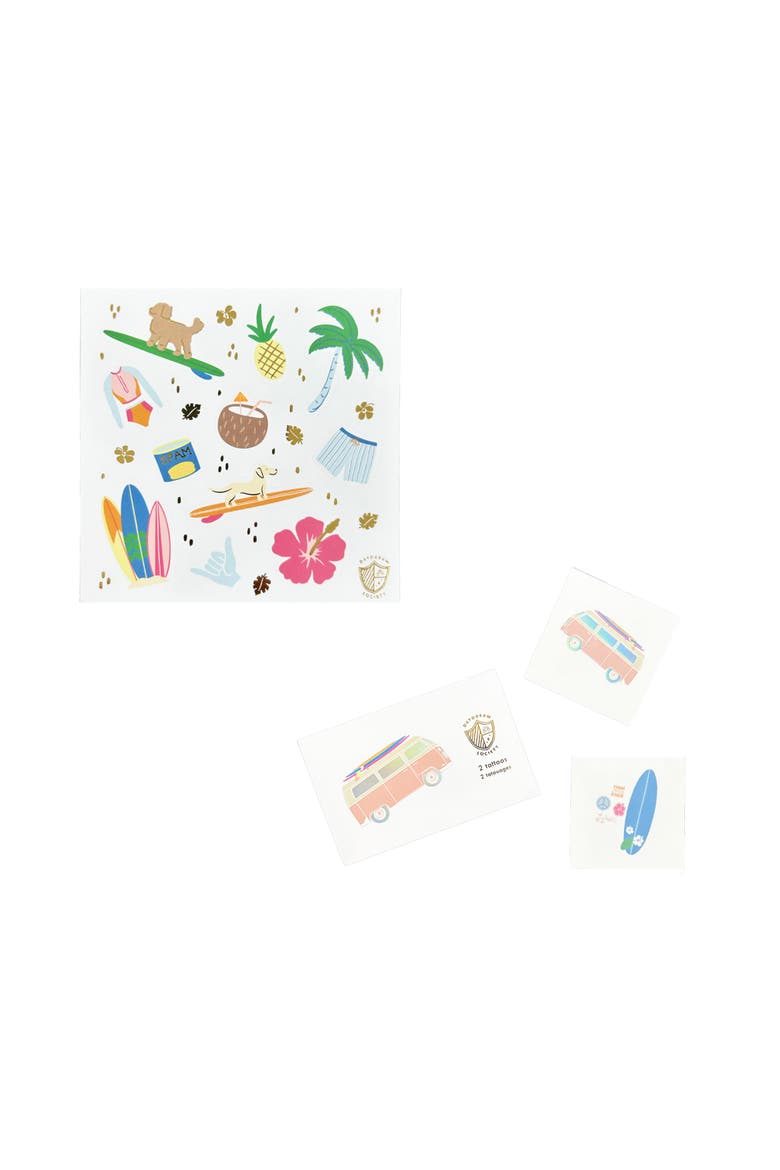Surf's Up Party Favor Set - Pack of 2 Tattoos and 4 Sticker Sheets, Main, color, Assorted Pre-Pack