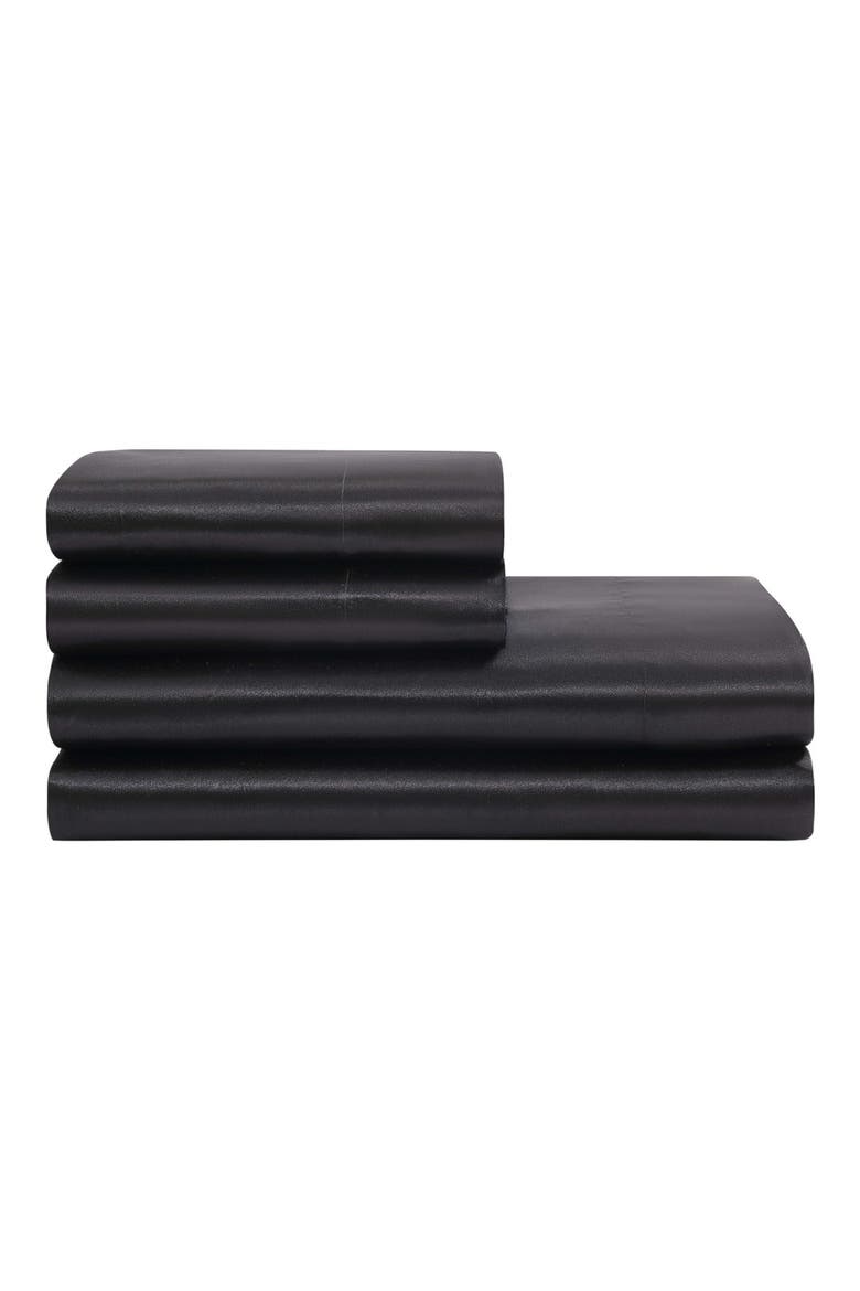 Silky Satin Sheet Set, Main, color, JET BLACK